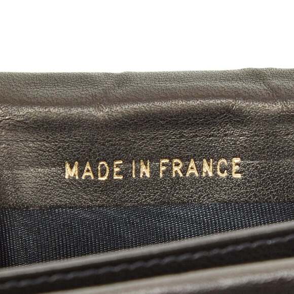 CHANEL Authentic Black Lambskin Leather Logo Wallet